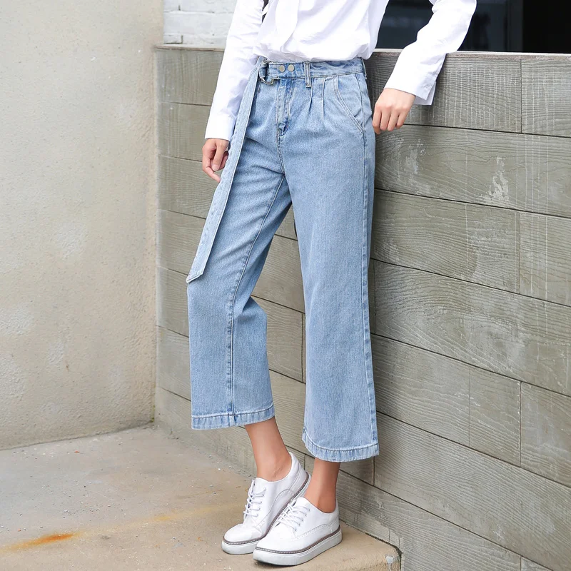 Jeans Women Loose Wide Leg Jeans Female Light Blue Straight Ankle ...