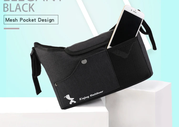 Universal Grey Baby Stroller Organizer With Hook Mommy Travel Diaper Bags Baby Carriage Pram Buggy Cart Bottle Bag Accessories