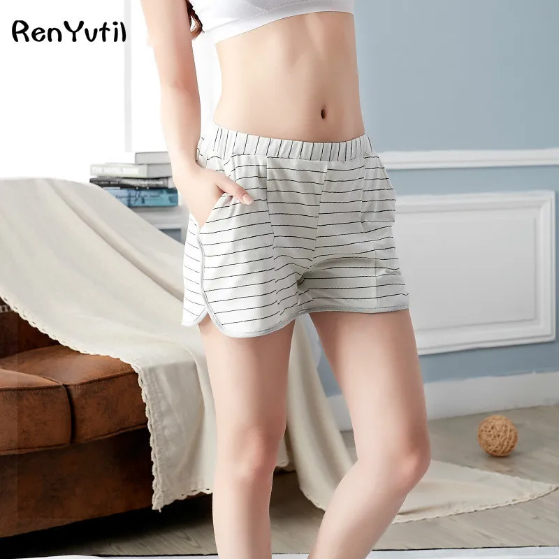 RenYvtil 2017 Summer Pure Cotton Cheap Sleeping Shorts Sleep Ladies