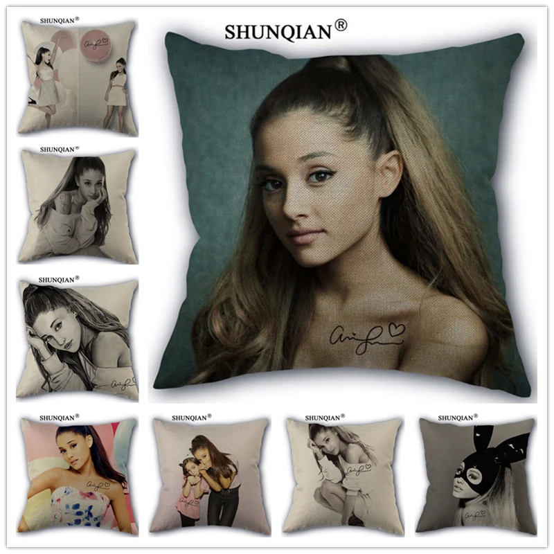 

Linen Cotton Ariana Grande Pillow Cover Custom Square Zipper Pillow Cases Home Wedding Decorative Pillows Cases 45x45cm