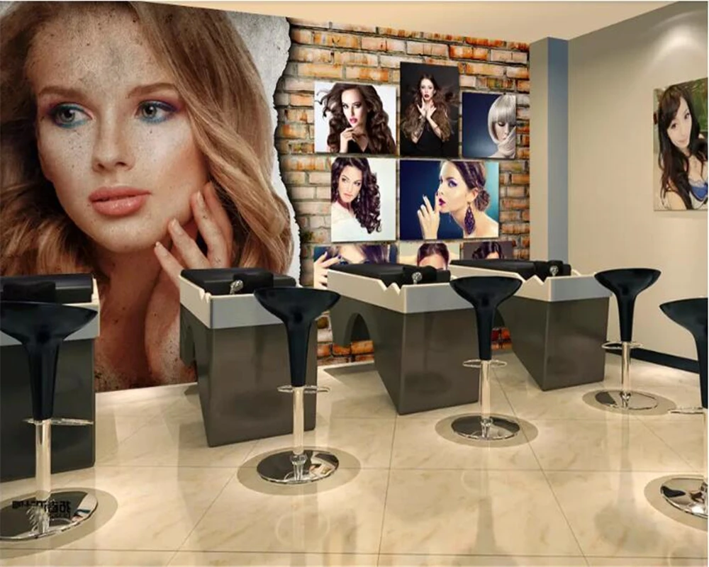 

beibehang wallpaper for walls in rolls Fashion glamour hair salon beauty photo barber shop background papier peint mural 3d