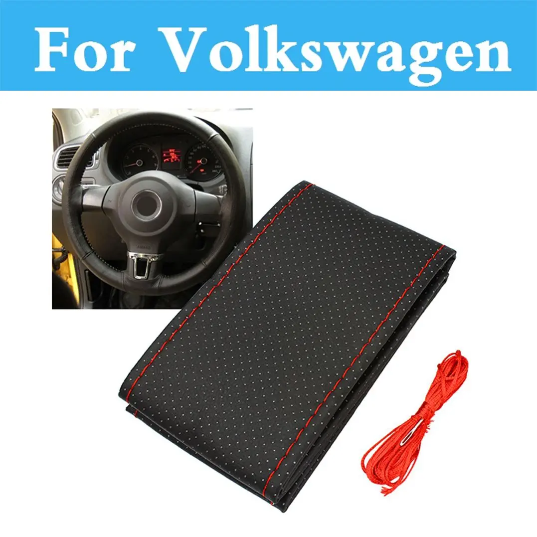 Diy Car Steering Wheel Cover Hand-Stitched Leather Auto Interior For Volkswagen Golf Gti Golf Plus Golf R Beetle Bora Eos Fox Diy Car Steering Wheel Cover Hand-Stitched Leather Auto Interior For Volkswagen Golf Gti Golf Plus Golf R Beetle Bora Eos Fox