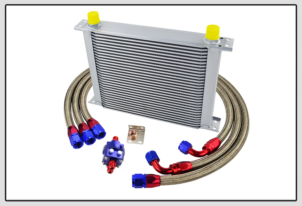 WLR RACING-универсальный 30 строк AN10 Масляный радиатор комплект+ Масляный фильтр адаптер+ нейлон из нержавеющей стали плетеный шланг с наклейкой PQY+ коробка