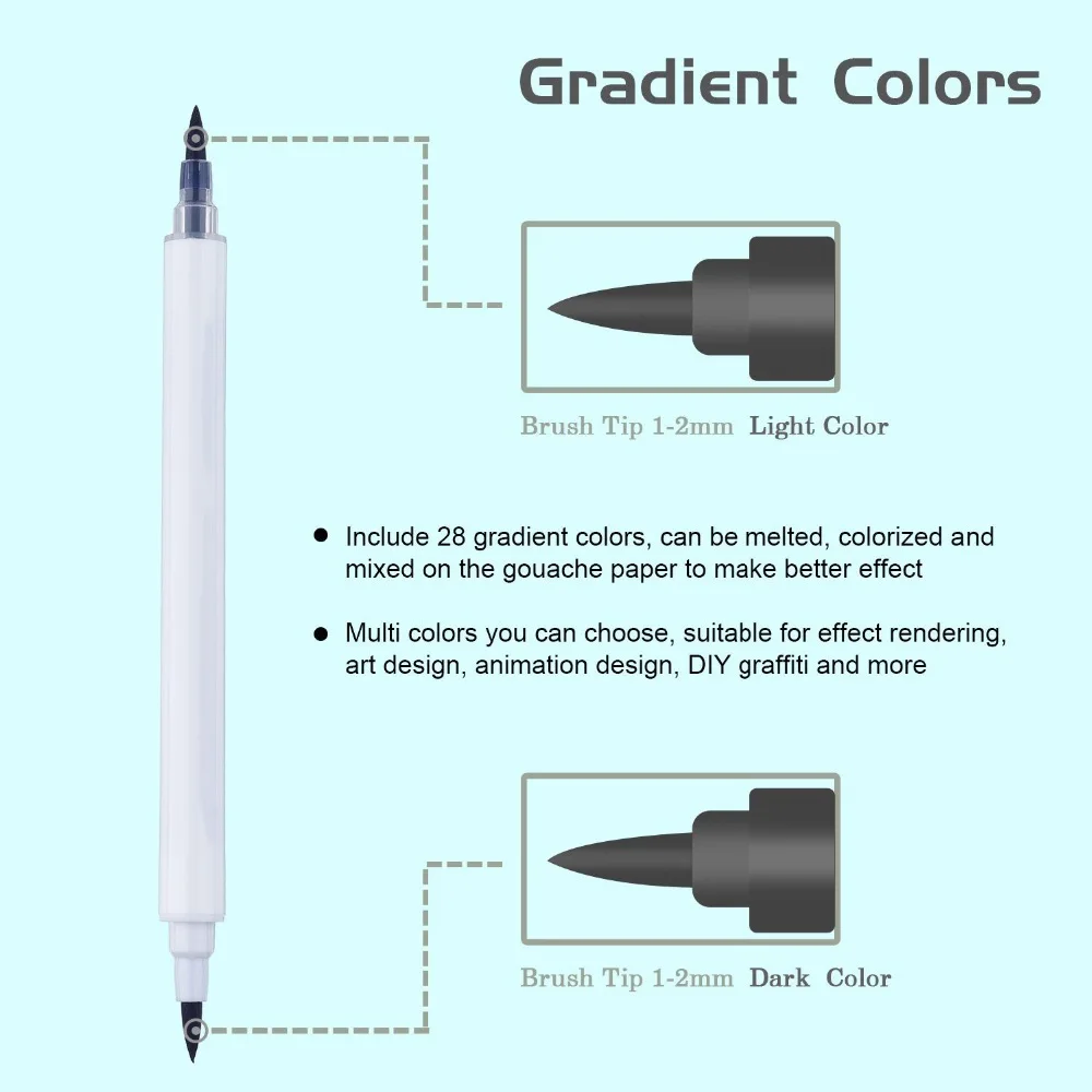 STA 3132#14 штук 28 цветов двухсторонняя Акварельная кисть художественный маркер, каллиграфия надпись, для раскраски для взрослых