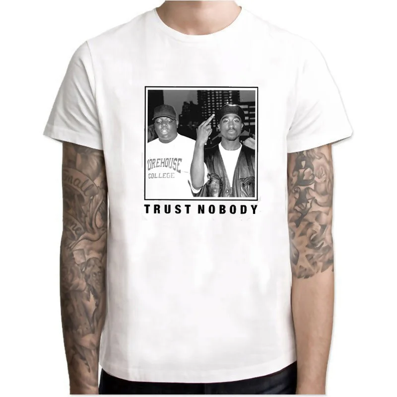 Trust Nobody Tupac 2pac Shakur Notorious BIG Мужская футболка с принтом Мужская одежда Harajuku одежда Camisetas Hombre