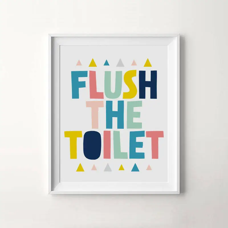 Bathroom rules canvas art print decoration