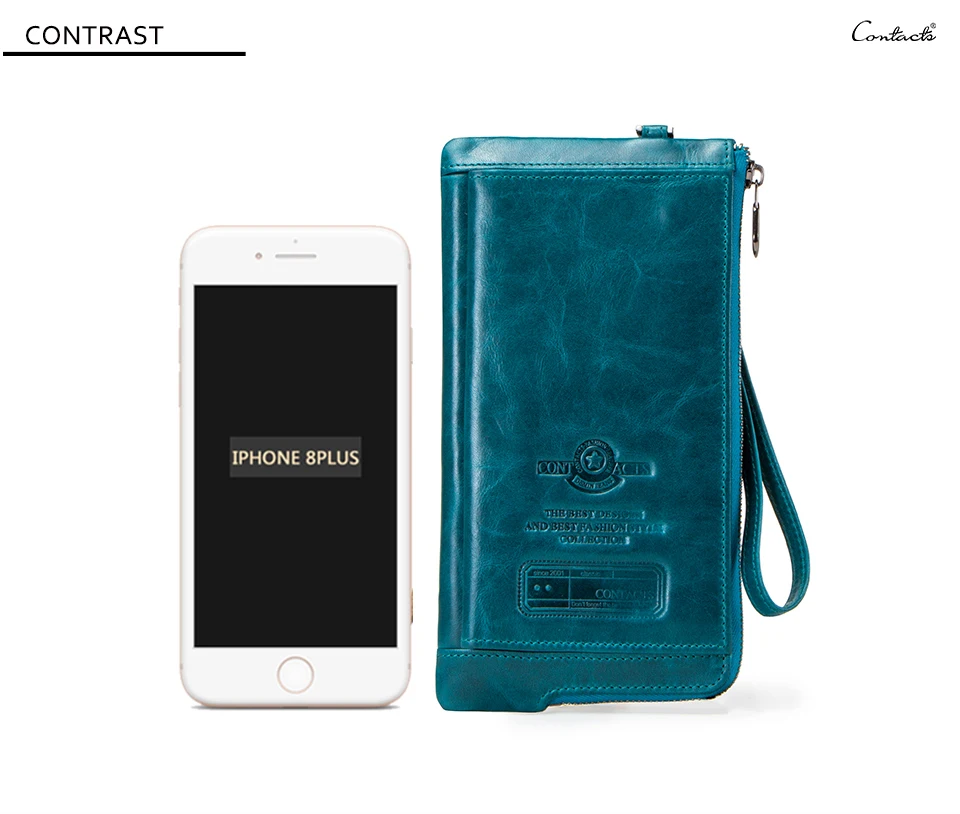 Бумажник Для женщин из натуральной кожи портмоне женские длинные Walet RFID визитница муфта большой емкости сумка с телефон владельца
