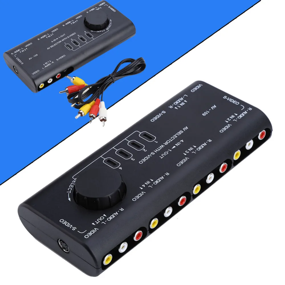 4 в 1 AV RCA переключатель аудио видео сигналов сплиттер канальный Селекторный с