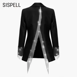 SISPELL 2019, однотонное пальто с воротником и отворотом для женщин, с длинным рукавом, пуговицами, карманами, сзади, неровная цепочка, летние