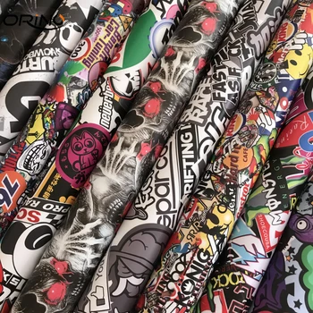 

BEST SELL 18 Designs Cartoon Skull DIY Graffiti jdm Sticker Vinyl Bomb Film PVC Car Sticker Bomb Decal ORINO Car Wrap Foil
