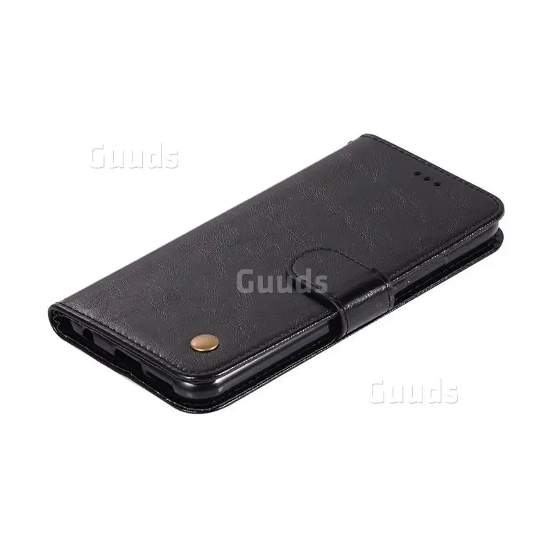 Luxury Retro Leather Wallet Case for Asus ZenFone 5Z ZS620KL - Black