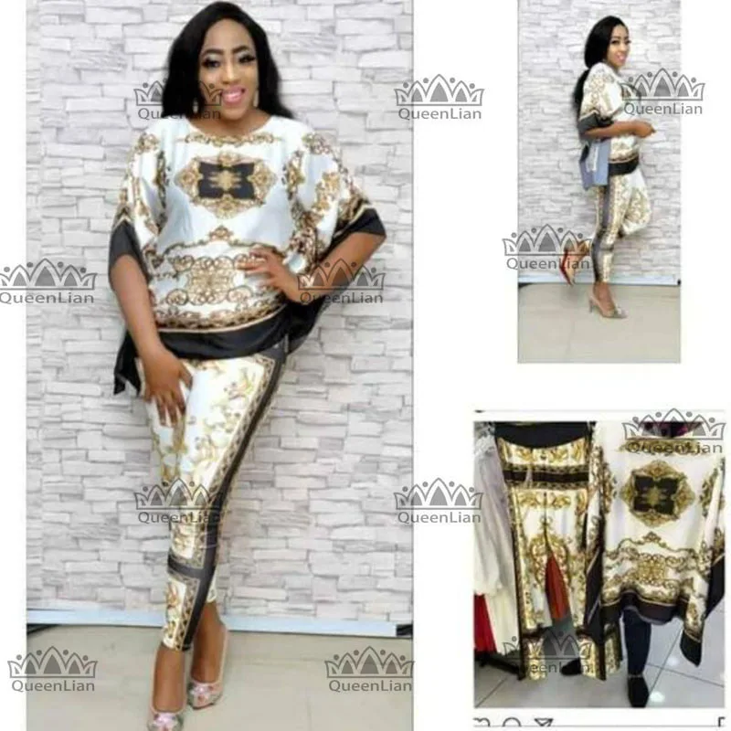 

2018 African Dashiki New Dashiki Fashion Suit (Top and trousers) Super Elastic Party Plus size For Lady
