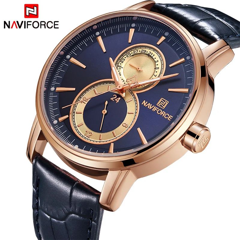 

2018 NEW Fashion Casual NAVIFORCE Brand Waterproof Quartz Watch Men Business Leather Sports Watches Man Clock Relogio Masculino