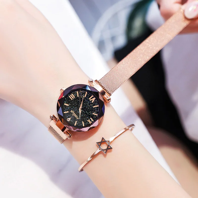 

New Fashion Watches Women Female Clock Luxury Black Ladies Starry Sky Wrist Watch Relogio Feminino Zegarek Damski 2019 Dropship