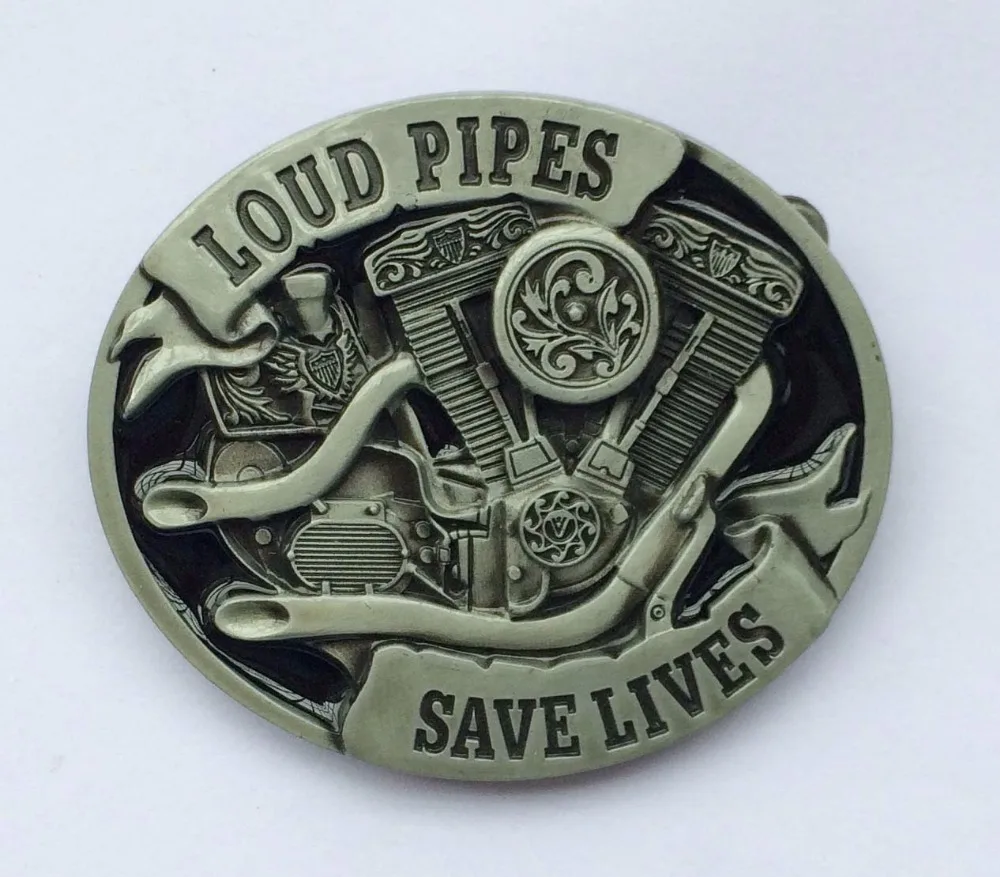 

Loud Pipes Save Lives Motorcycle Belt Buckle SW-BY399 suitable for 4cm wideth belt with continous stock