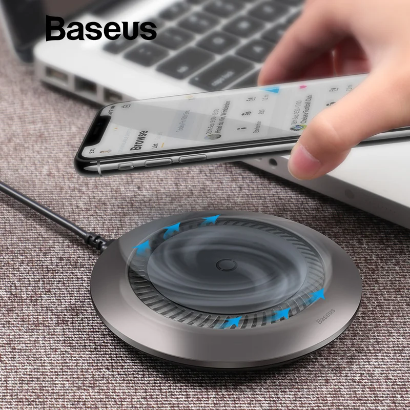 Baseus 10W Qi Wireless Charger For iPhone Xs Max X 8 Huawei Mate 20 Pro Xiaomi Mix 3 2s Fan Radiating Fast Wireless Charging Pad