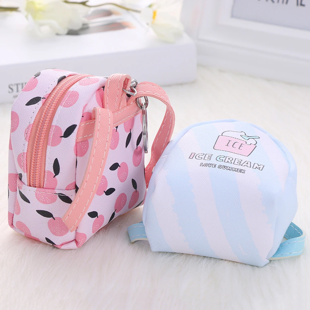 Mini Zipper Canvas Coin Purse, Lightweight Clutch Cartoon Print