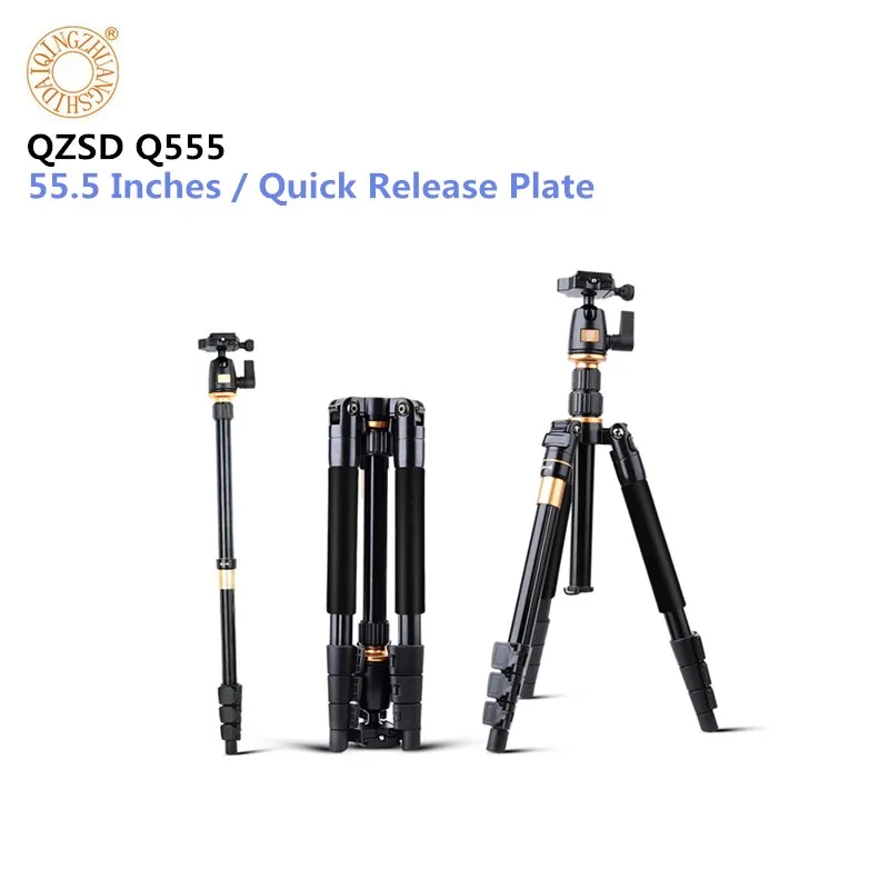 

Camera Tripod QZSD Q555 Aluminium Alloy Camera Video Monopod Professional Extendable Tripod With Quick Release Plate Stand