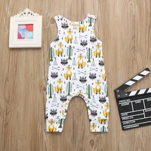 Детские комбинезоны с цветочным рисунком поросенка; Одежда для новорожденных мальчиков и девочек; жилет с лисой; Летний комбинезон для маленьких мальчиков; одежда