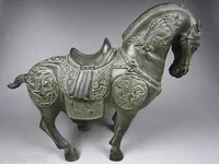 Отличная китайская Бронзовая статуя лошади резная скульптура дракона