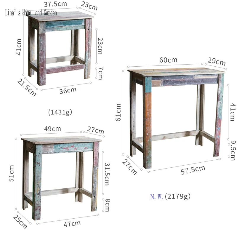 beautiful distressed shabby handmade wooden antique nesting side tables (2)