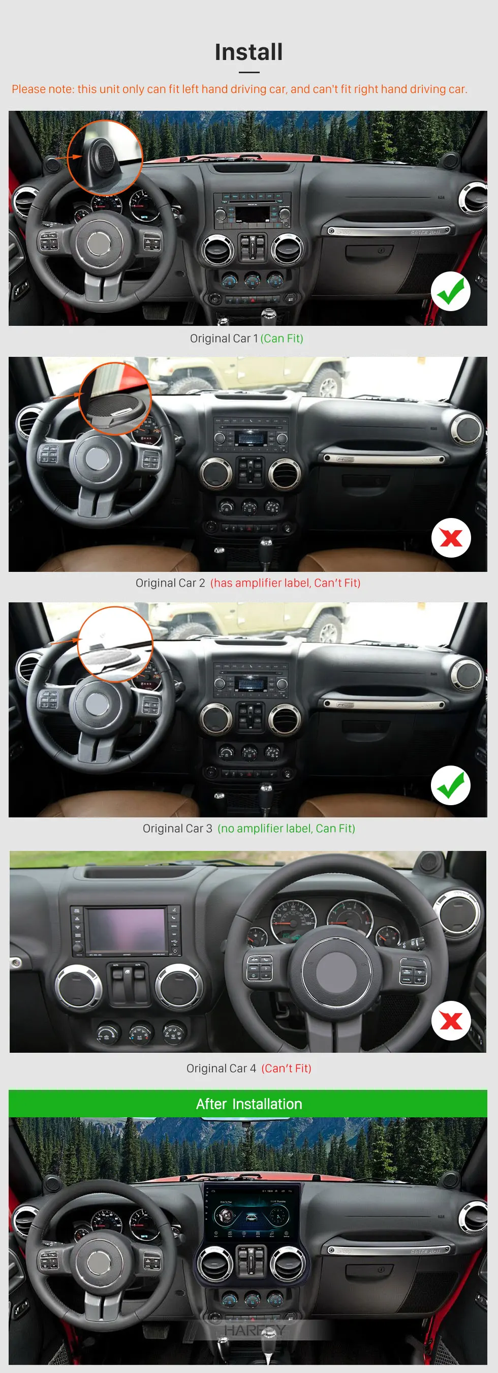 Excellent Harfey 2Din 10.1 Inch Car Radio Android 8.1 Stereo For JEEP Wrangler 2011-2017 left hand drive GPS Navigation Multimeida Player 1