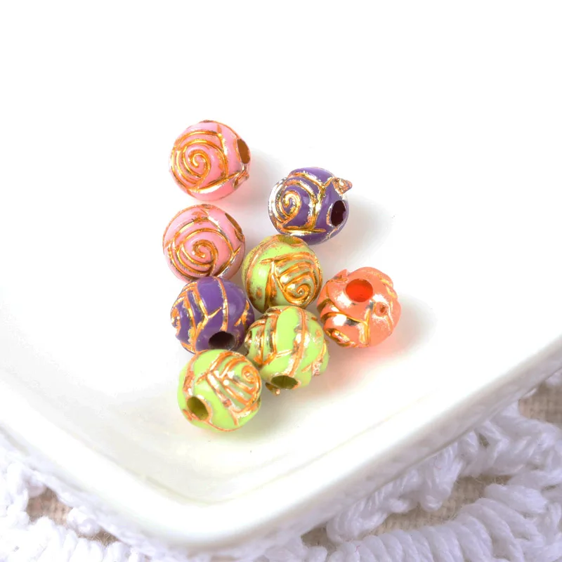 2018 New Mix Color Gold Stripe Flower Spacer Beads For Bracelet Necklace Jewelry Making DIY 6mm 200pcs/lot AL5X | Украшения и