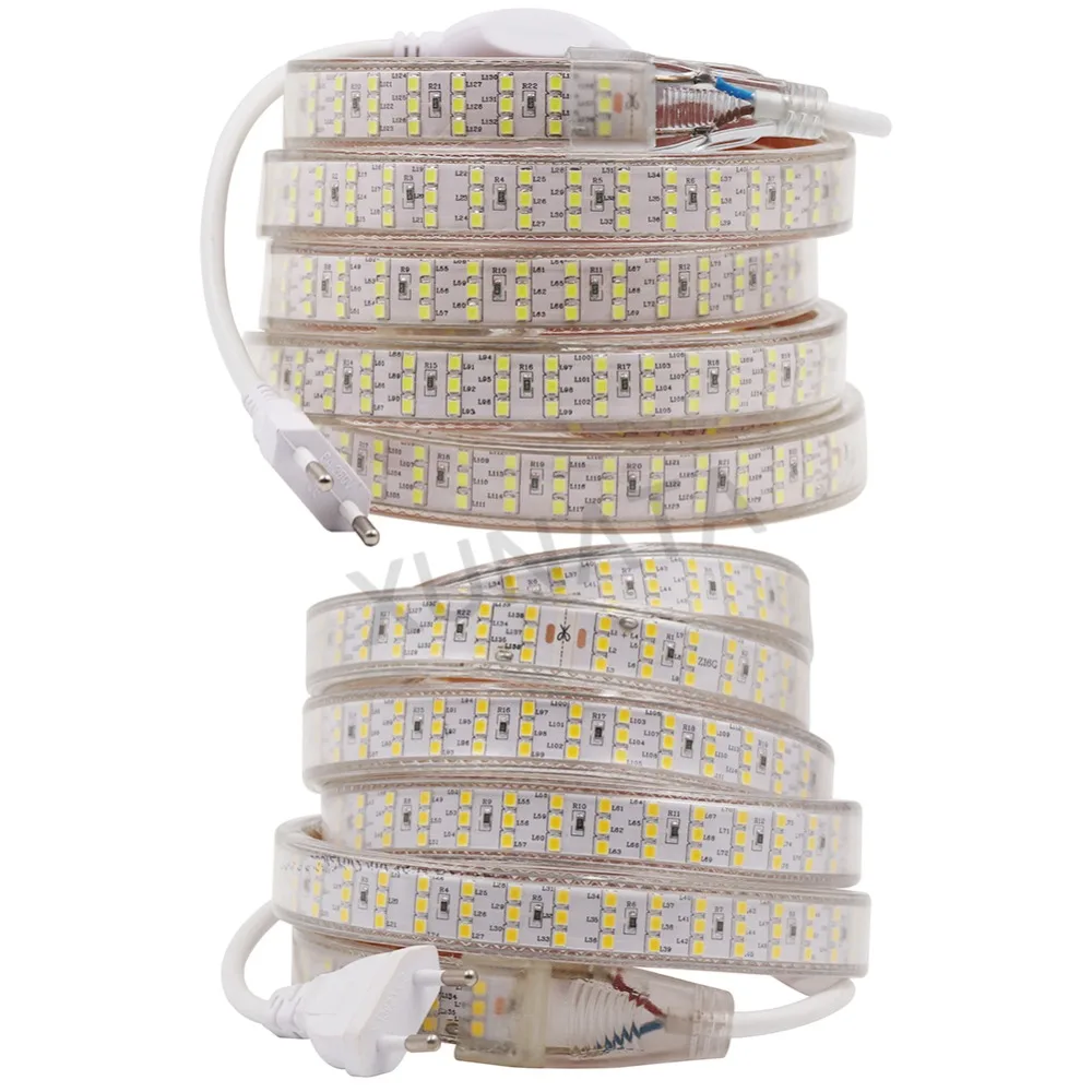 XUNATA 276Led s/m SMD 2835 Светодиодная лента 220 В 50 см режущаяся трехрядная