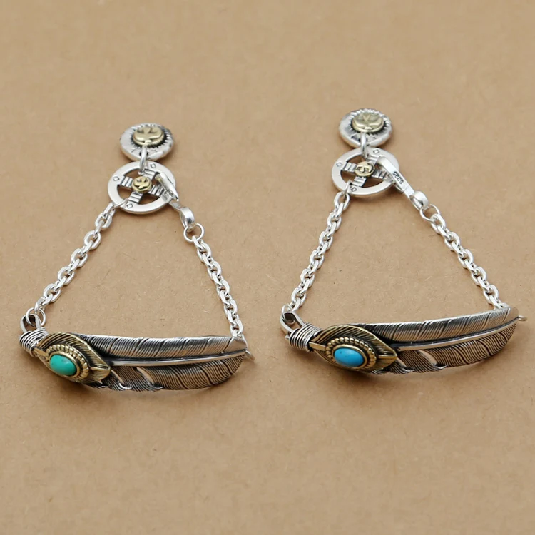 

Solid Silver 925 Chain Bracelet Men Women With Blue/Green Stone Vintage Indian Style Handmade Thai Silver 925 Mens Bracelet Gift