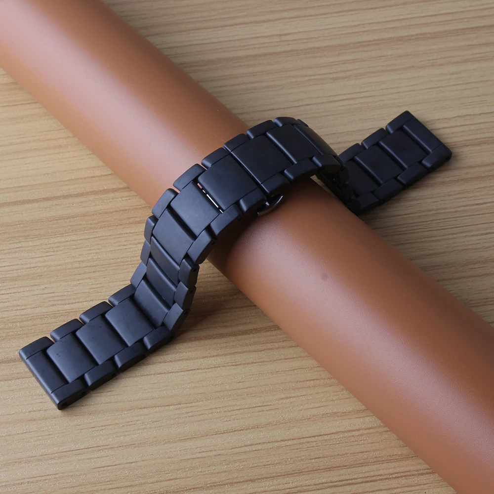 Goede Horlogeband Keramische Zwart Horlogebanden 22mm Straight End Solid Links Diamant Horloge Accessoires Algemene Bands Man horloge strap matte