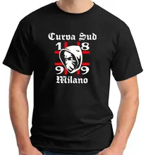 Camisa t camisa masculina 2019 camisa masculina o pescoço de algodão ultras rossoneri curva sud milano t camisas moletom