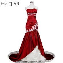 Классическая Великолепная тафта Русалка и кружевное платье для выпускного вечера