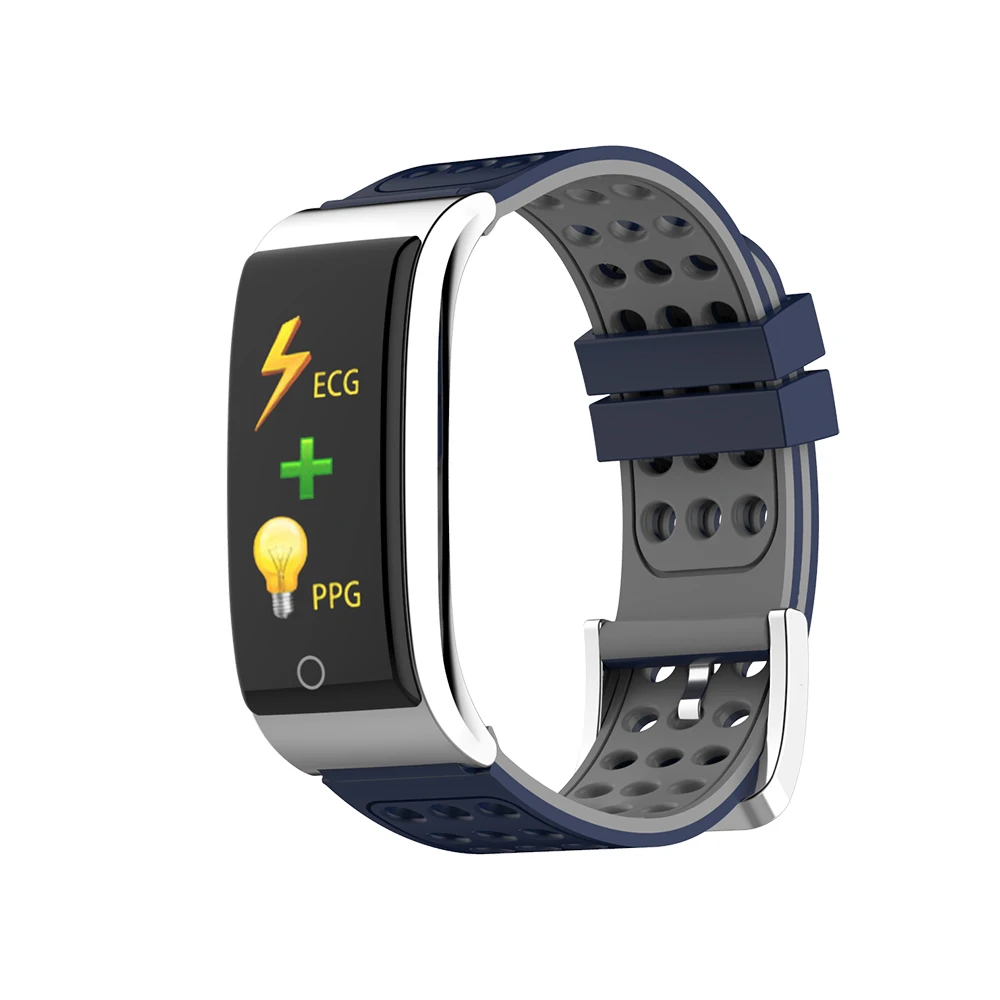 

ECG Blood Pressure Smart Bracelet IP67 Waterproof Heart Rate Monitor Wristband 0.96'' OLED Display Activity Tracker metal red