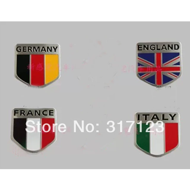 Autocollant de voiture en aluminium chromé, drapeau italien anglais  américain allemand, étiquette de style, vente en gros (50 pièces/lot) -  AliExpress