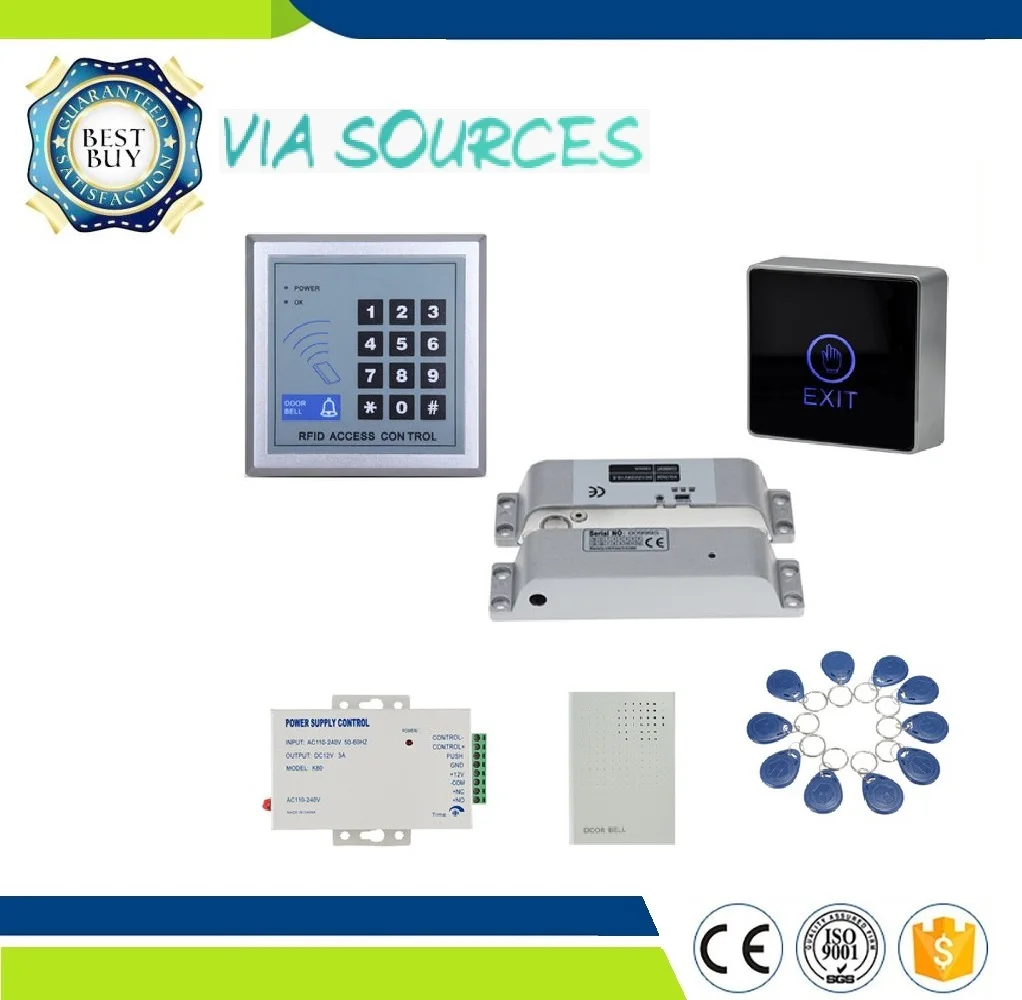 

Direct Factory Drop Bolt Electric Magnet Lock Power Supply Keypad Tags Doorbell RFID Electric Door Access Control System Kit