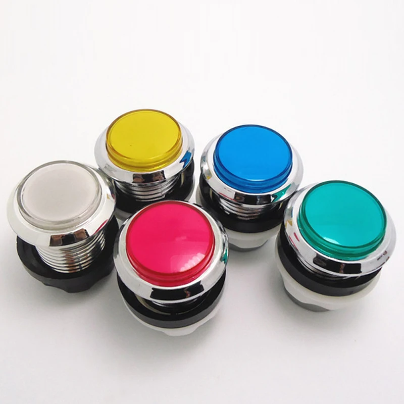 5 pcs CHROME Plated illuminated 12v LED Arcade Push Button Mulitcade arcade machines,MAME NEW Multicolors Available