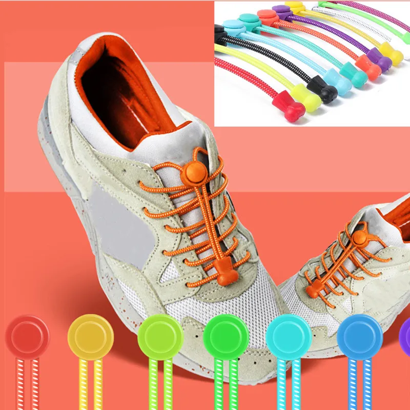 

1 Pair Shoelaces No Tie Locking Round Shoelaces Elastic Shoelace Sneaks Shoe Laces Fit Strap For Boys And Girls Wholesale