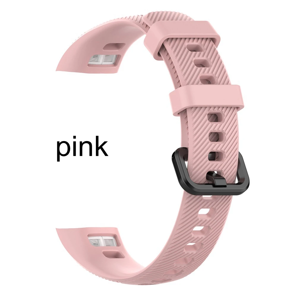 New Soft Sport Rubber Replacement Wristbands High Quality Quick Release Silicone Bracelet Strap For Huawei Honor Band 4 - Цвет: pink