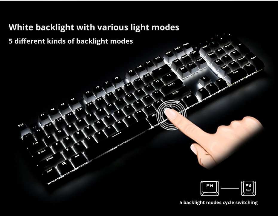 Ajazz A3008 2.4G Wireless Mechanical Keyboard & Mouse Combos White Backlit Blue Switches Keyboard 1600DPI Mouse  (6)