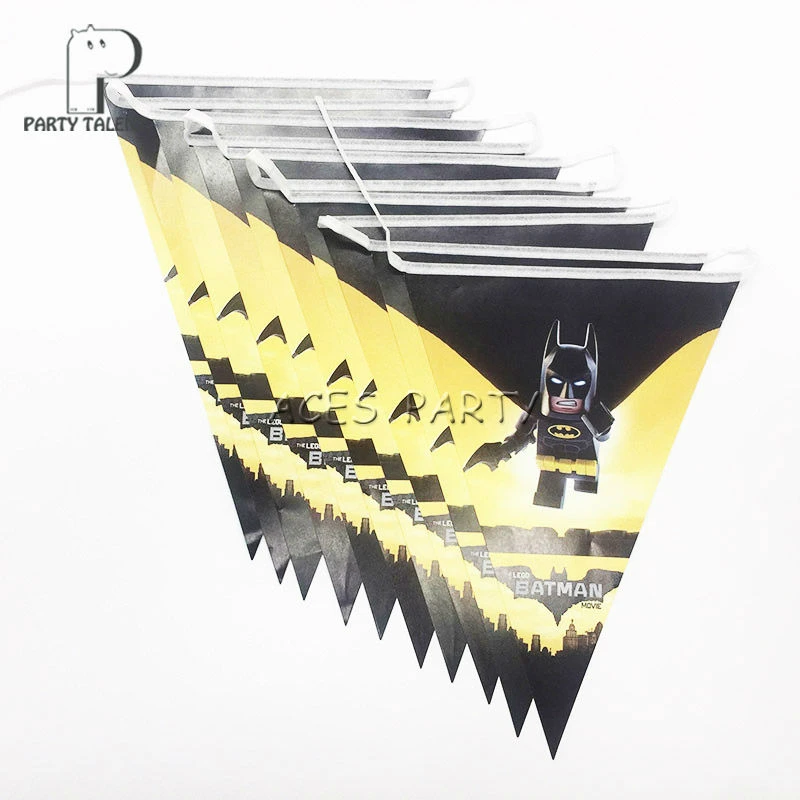 パーティー用品 1 セット 2 5 メートルバットマンテーマパーティー誕生日パーティーの装飾紙バナーホオジロペナント 10 三角旗 Flags Flags Flag Bunting Bannerflag Pennants Aliexpress
