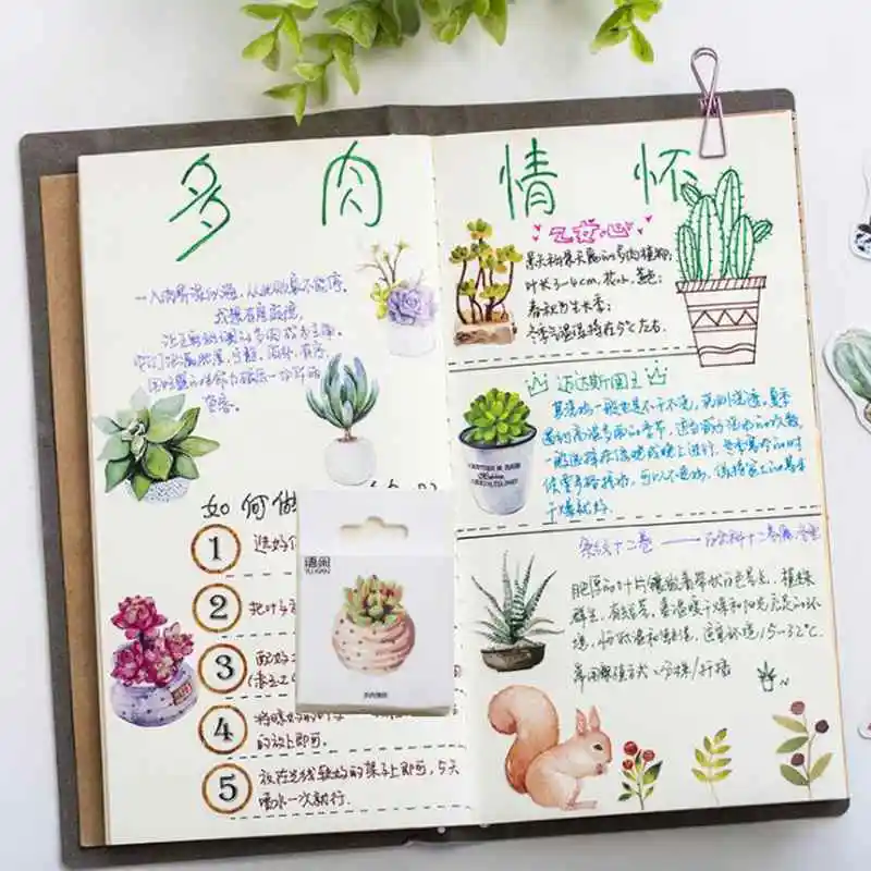 

50PCS/box Cactus Stickers Decoration DIY Ablum Diary Scrapbooking Label Journal Stickers Kawaii Stationery 2019 Planner