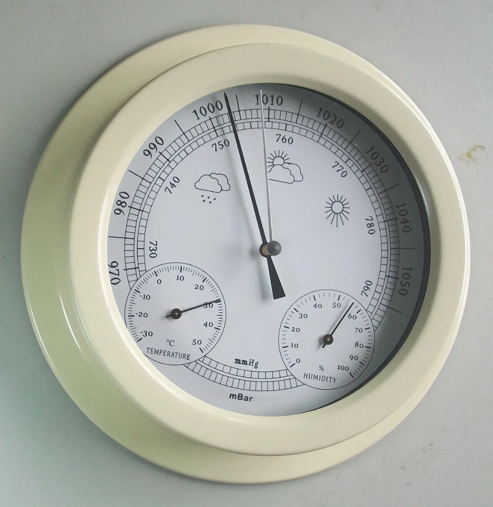 Анероидный барометр, гигрометр, термометр диаметром 225 мм, метеостанция