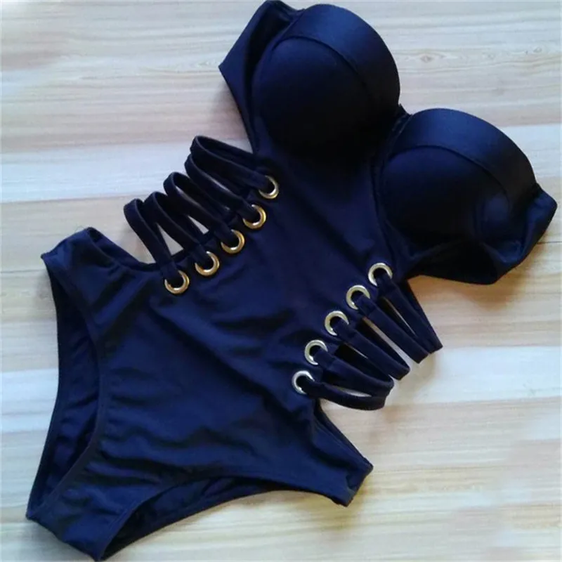 

One Piece Swimsuit 2017 New Push up Swimwear Women Sexy Bandage Swim Wear Female Beach Bodysuit Monokini Swim Suit Bathing Suits