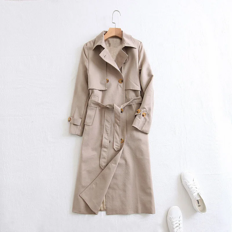 

2019 Women Autumn Coat Turn Down Collar Long Sleeve Women Trench Coat With Belt Casual Tops For Women Long Coat Abrigo Mujer