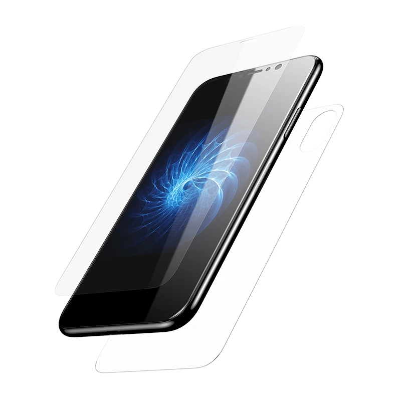 BASEUS Премиум Передняя Задняя Экран протектор для iPhone X Плёнки 3D Full Средства ухода за кожей задняя крышка Закаленное Стекло для Iphone X 10 - Цвет: Прозрачный