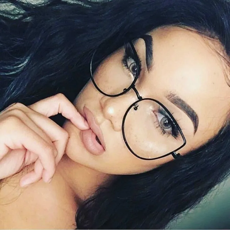 

LEONLION Cat Eyeglasses Metal Oversize Myopia Optical Clear Lens Glasses Alloy Frame Transparent Blue Light Glasses Frame Women