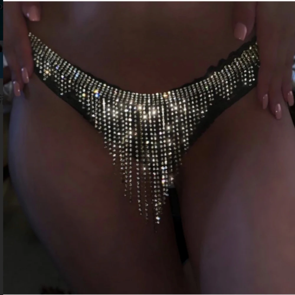 

StoneFans Sexy Rhinestone Tassel Underwear Thong Panties For Women Crystal Body Chain Jewelry Hide-it Jewelry Valentine's Gift