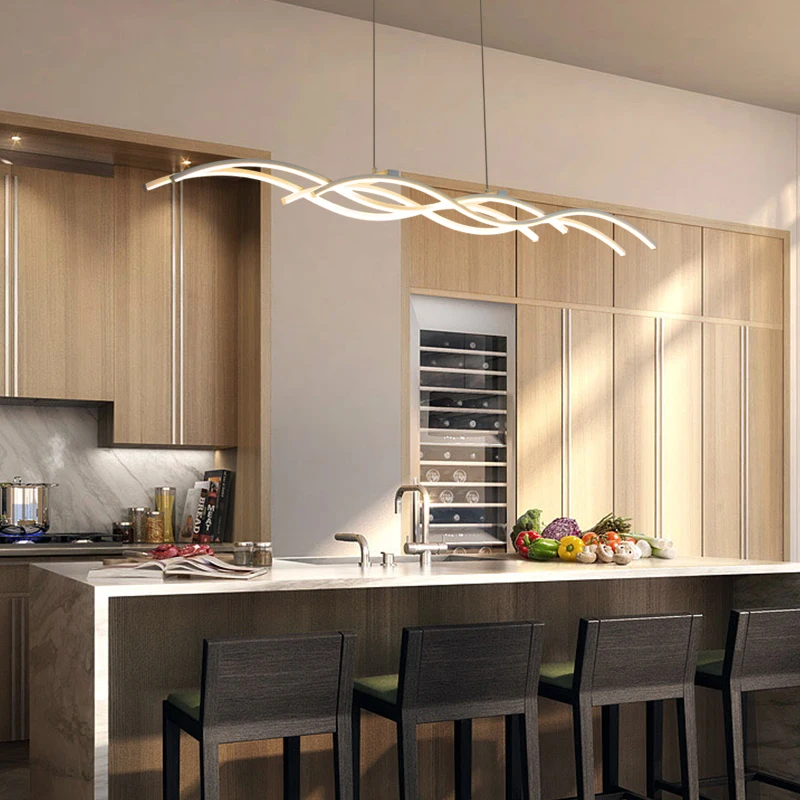 

New creative wave modern LED chandelier kitchen acrylic coffee shop bar decoration LED white restaurant chandelier lighting