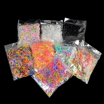 

1000PCS cute girl colorful disposable elastic hair band ponytail holder rubber band hair hoop kid hair accessories