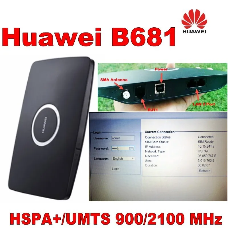 Лот из 10 шт. разблокирована huawei B681 28 Мбит/с Беспроводной маршрутизатор WPS домашний шлюз 3g UMTS HSPA + WCDMA SIM слот для карты Wi-Fi PK B660 B683